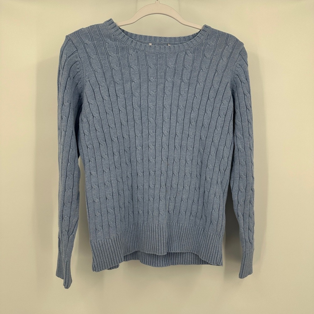 Womens Preppy Cable Knit Sweater Size M Pastel Soft Girl Academia Cottagecore